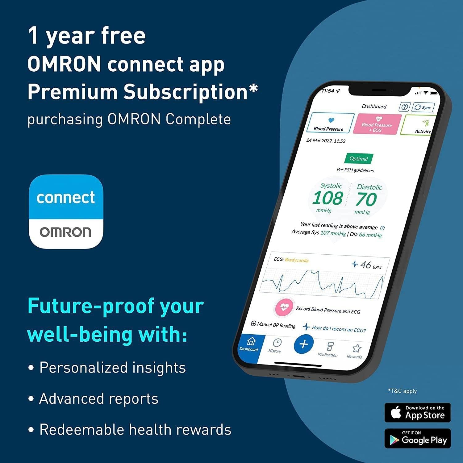 OMRON Complete Smart Home Blood Pressure Monitor and ECG for Hypertension Monitoring and AFib screening at Home