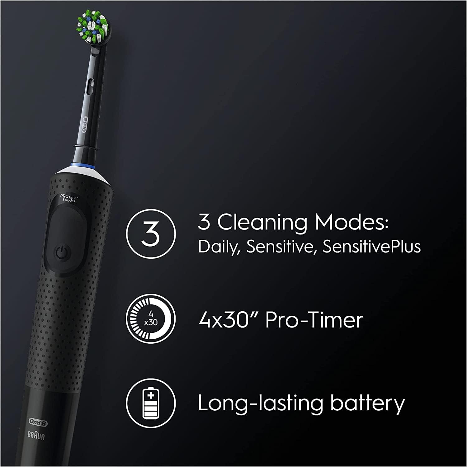 Oral-B Vitality Pro Electric Toothbrush with 1 x Brush Head - Black - Healthxpress.ie