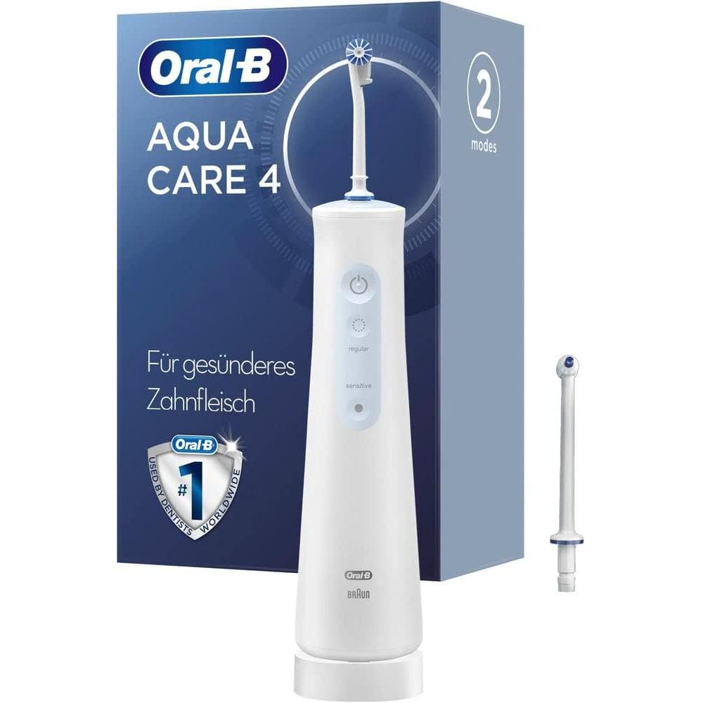 Oral-B Aquacare 4 Water Flosser Cordless Irrigator, Featuring Oxyjet Technology and 4 Cleaning Modes, UK 2 Pin Plug - Healthxpress.ie