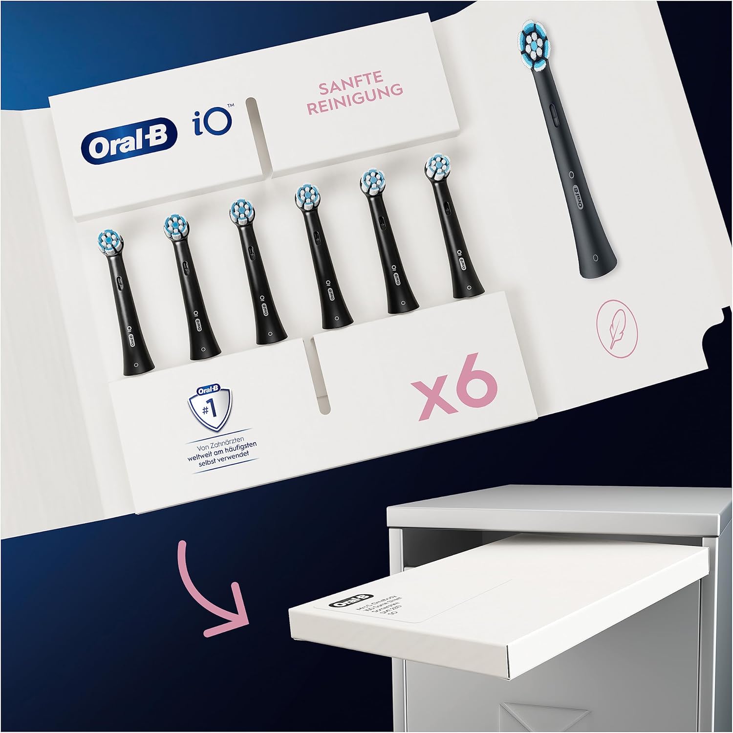Oral-B iO 6pk Gentle Cleaning Replacement Toothbrush Heads , Original Toothbrush Attachment for Oral-B iO Toothbrushes, Letterbox Packaging, Black - Healthxpress.ie