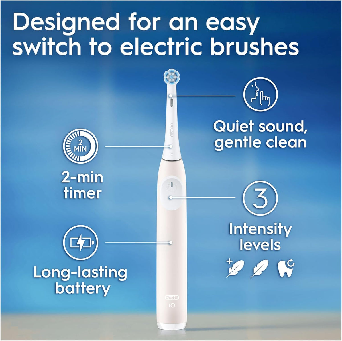 Oral-B iO2 Night Black Electric Toothbrush, 1 Toothbrush Head, Designed by Braun - Healthxpress.ie