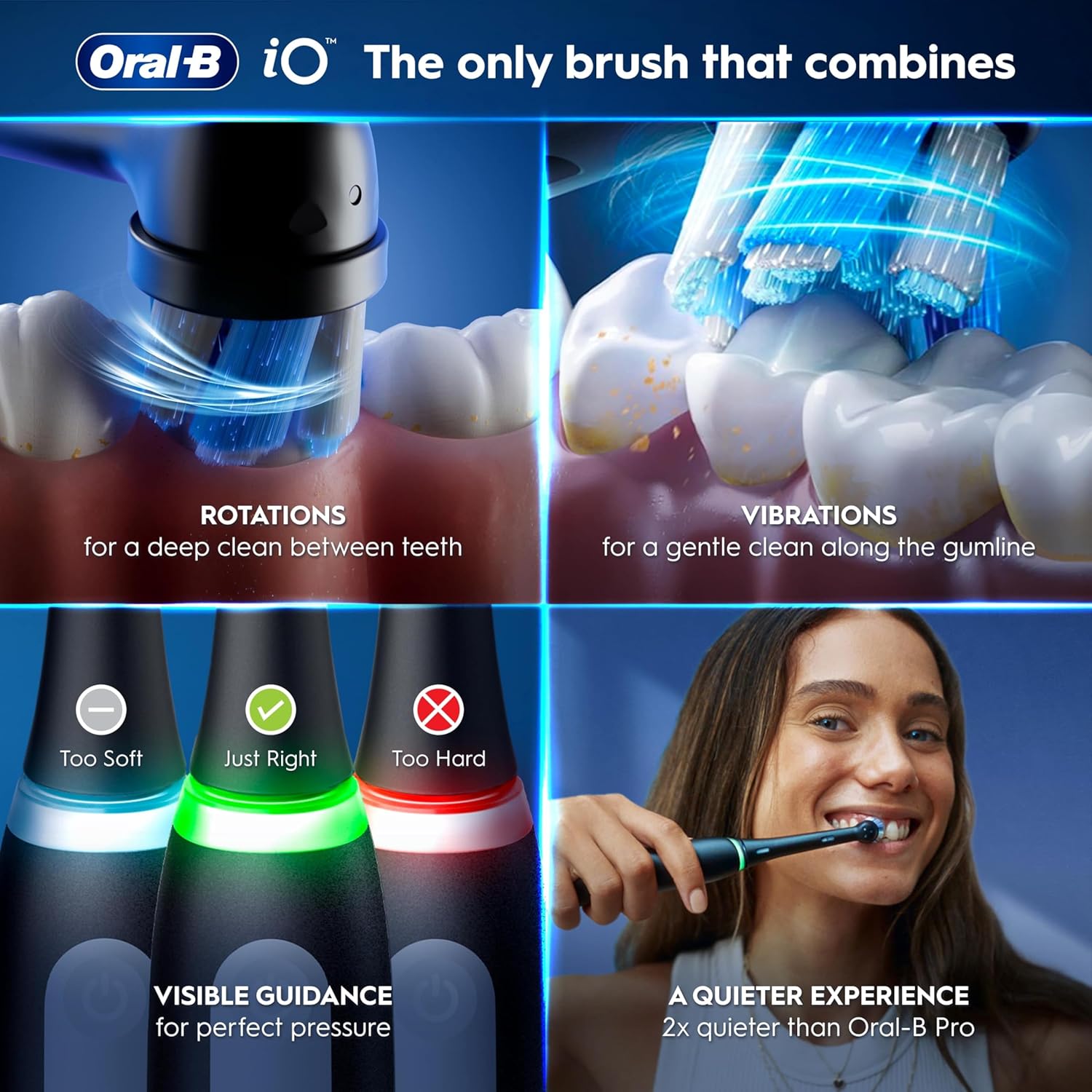 Oral-B iO9 Electric Toothbrushes , App Connected ,1 Toothbrush Head, Charging Travel Case & Magnetic Pouch, 7 Modes, 2 Pin Plug, Black Onyx Edition