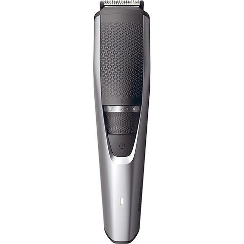 Philips Series 3000 silver beard trimmer with a textured grip, precision length dial, and stainless steel blades.