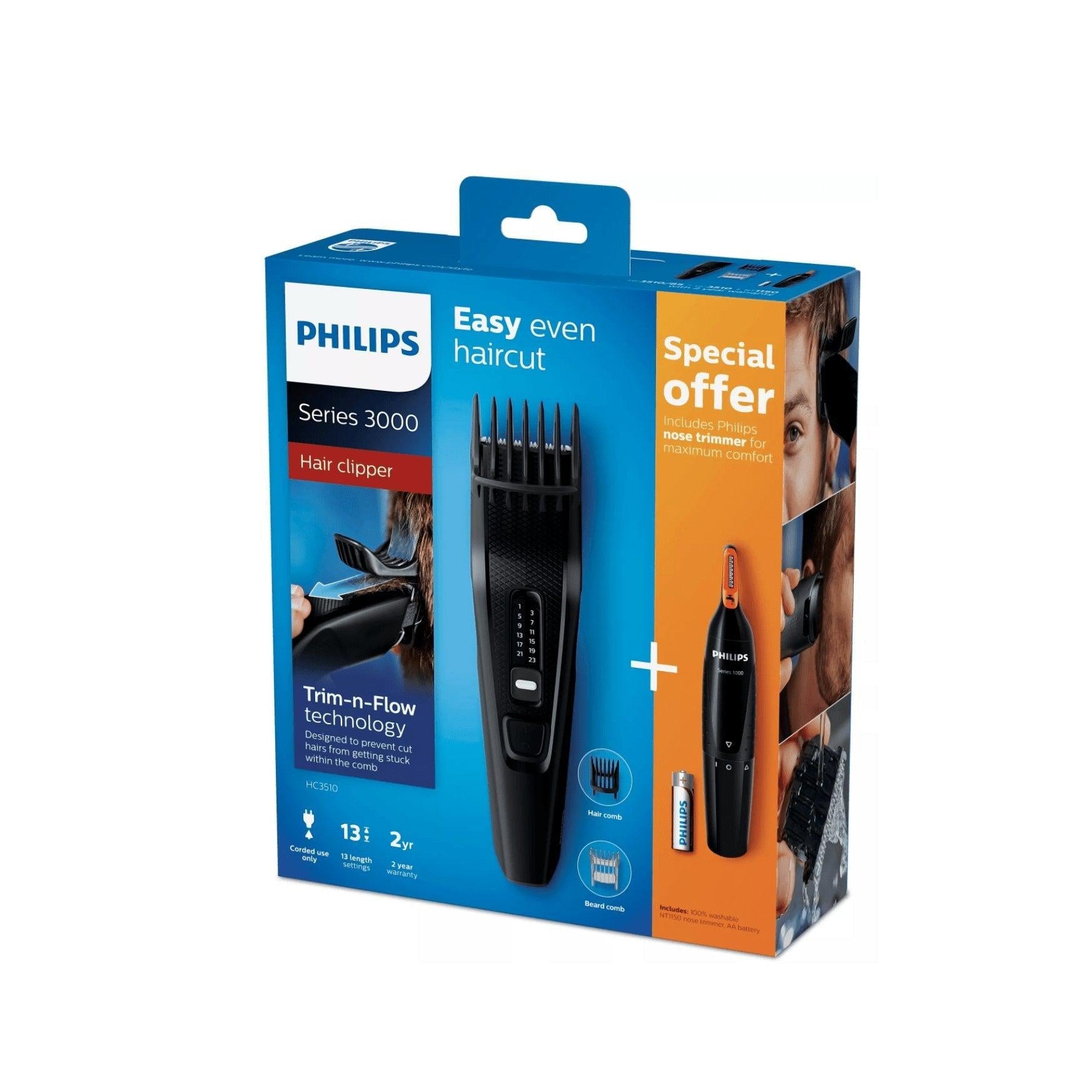 Philips HC3510/85 Series 3000 Shaver & NT1150 Nose Trimmer - Hair Removal Pack - Healthxpress.ie