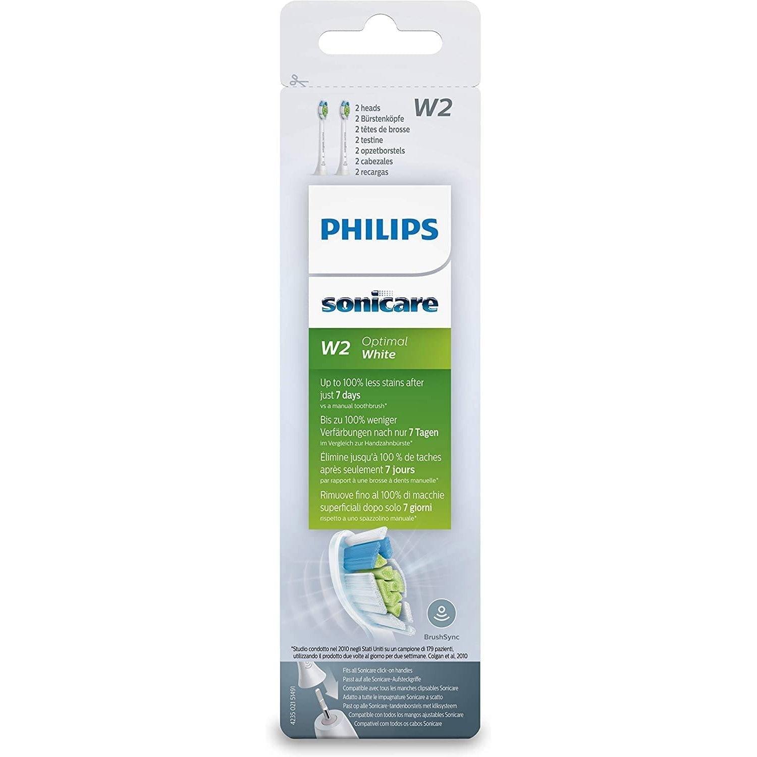 Philips HX6062/10 Sonicare Optimal White Toothbrush Heads (White) Pack of 2