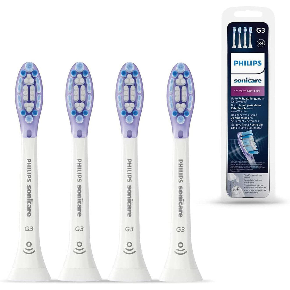 Philips Sonicare HX9054/17 Premium Gum Care White BrushSync Heads (Compatible with All Philips Sonicare Handles), Pack of 4 - Healthxpress.ie