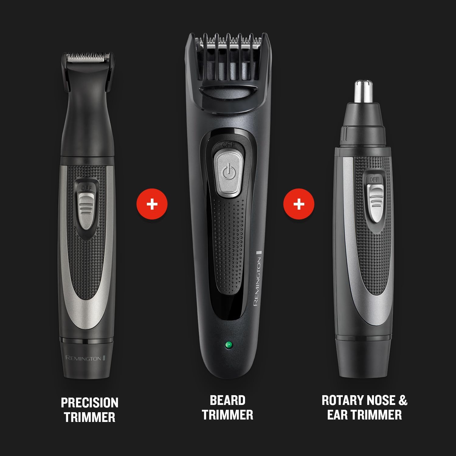 Remington Beard Trimmer Kit The Works (6 Piece Beard Trimmer with Comb (2mm-18mm), Precision Trimmer with Comb (1mm-5mm) & Nose and Ear Trimmer , USB ) MB905