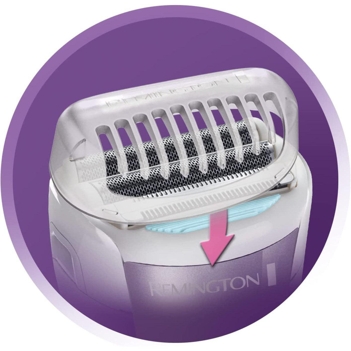 Remington Cordless Wet and Dry Lady Shaver, Showerproof Electric Razor with Bikini Attachment and Charge Stand, WDF4840, Purple - Healthxpress.ie