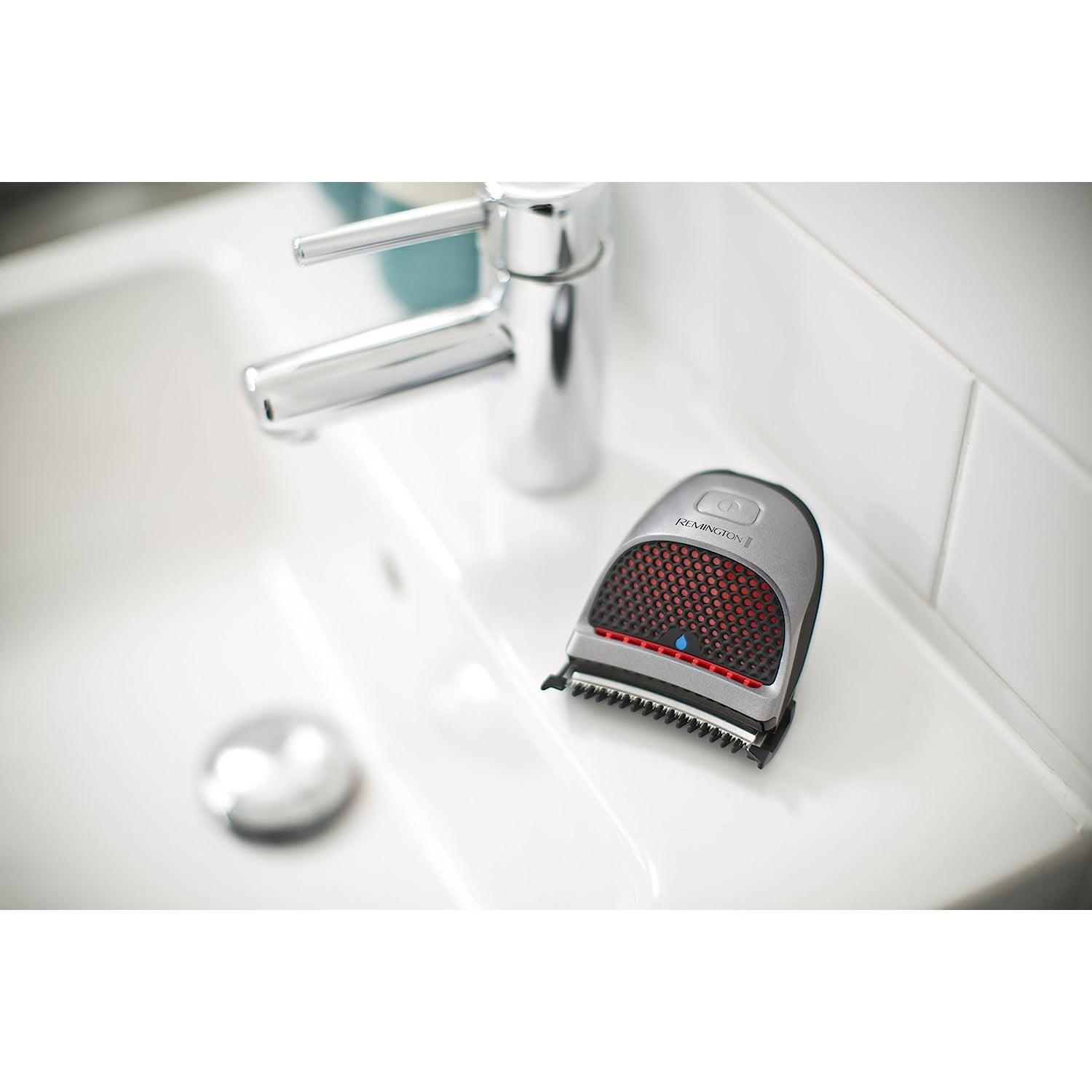 Remington Quick Cut Hair Clippers -9 Comb Lengths Curved Blade with Storage Pouch - HC4250, Black/Red - Healthxpress.ie