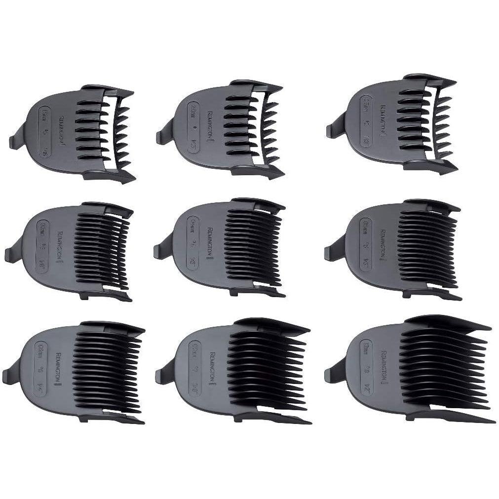 Remington Quick Cut Hair Clippers -9 Comb Lengths Curved Blade with Storage Pouch - HC4250, Black/Red - Healthxpress.ie