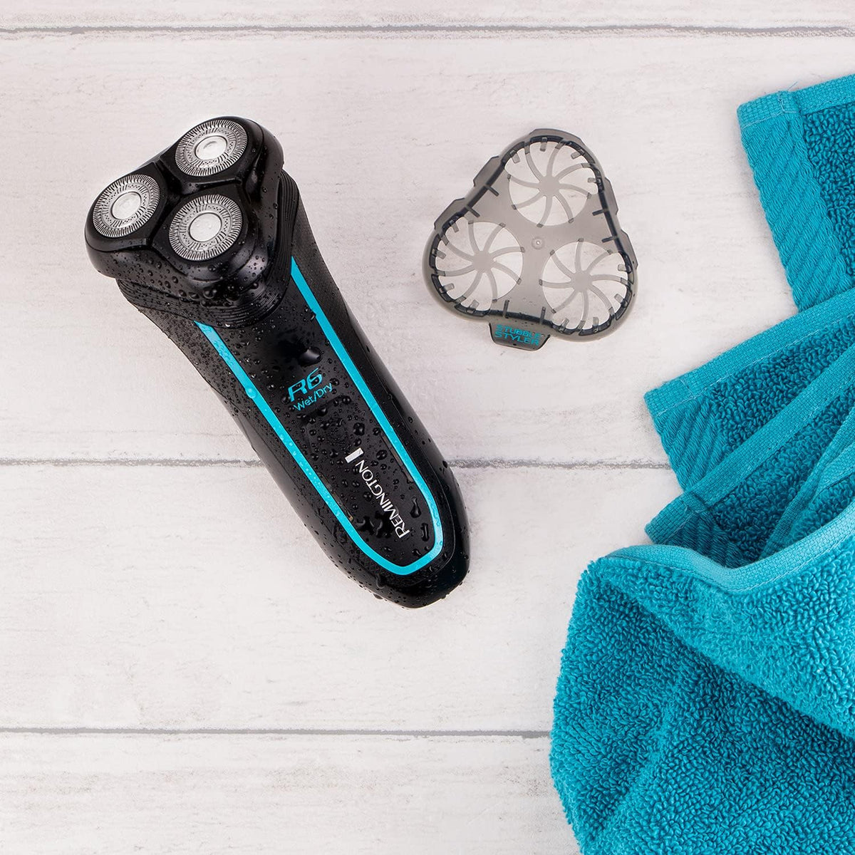 Remington R6 Aqua Wet & Dry Mens Electric Rotary Shaver Waterproof, Pop up trimmer, 60min usage, 90min charge, 5min Quick charge, Cordless, USB, R6000 - Healthxpress.ie