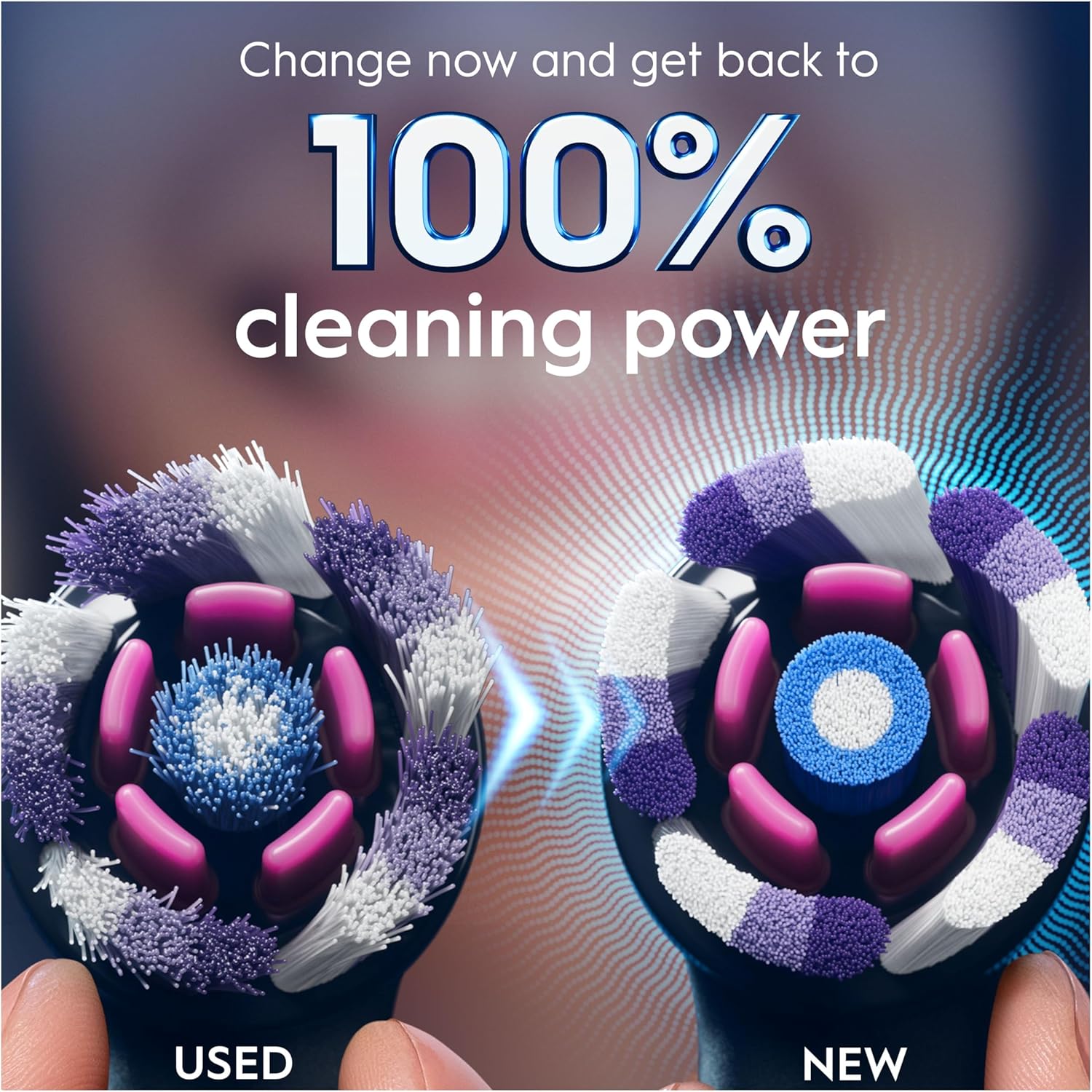 Oral-B iO Radiant White 4pk Replacement Toothbrush Heads,  with Angled Bristles for Deep Plaque Removal & Polishing Petals for Teeth Whitening, Black